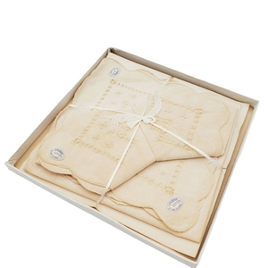 Vintage Linbro Cotton Napkins Set of Four in Box Japanese Scalloped Needlework N